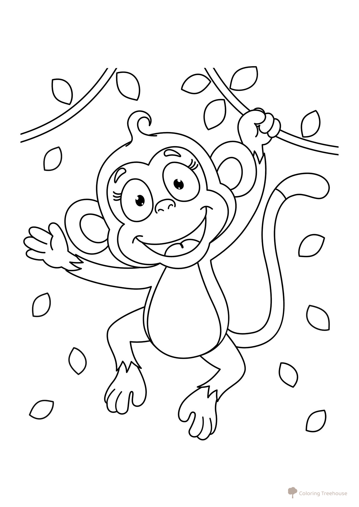 Cute Monkey Coloring Page free printable Cute Coloring Pages coloring page