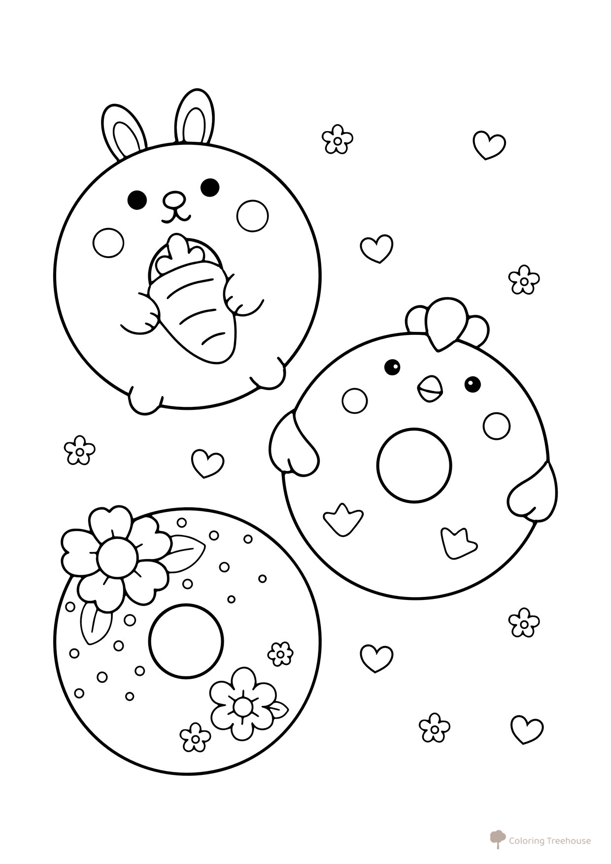 Cute Easter Donuts Coloring Page free printable Cute Coloring Pages coloring page