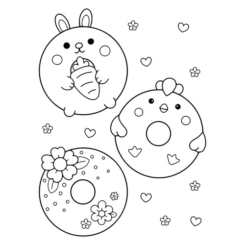 Cute Easter Donuts Coloring Page free printable Cute Coloring Pages coloring page
