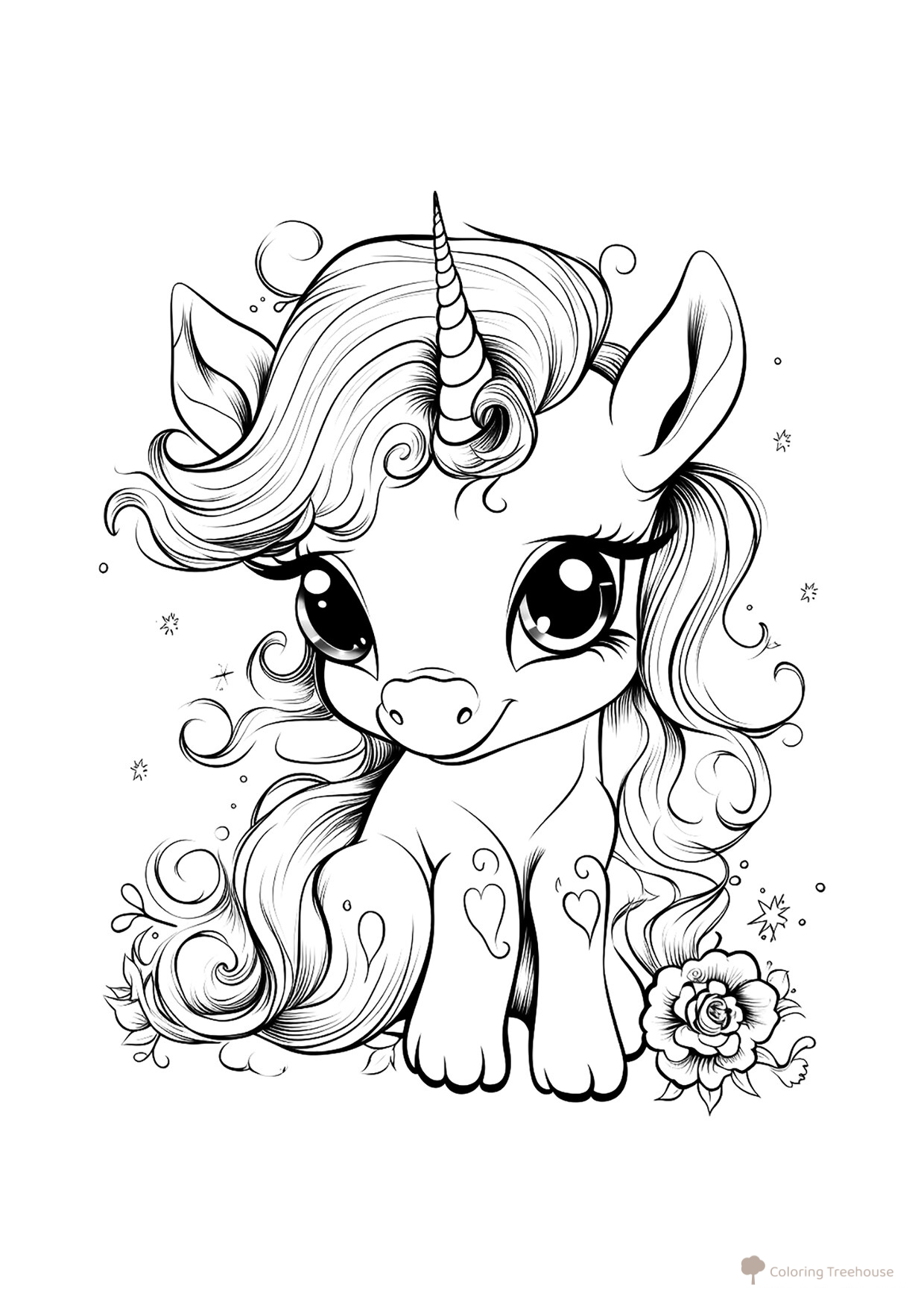Раскраска Милый единорожка dibujo para colorear gratis de Cute Coloring Pages