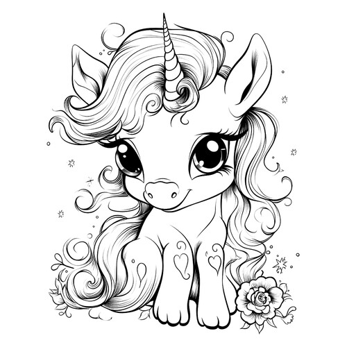 Раскраска Милый единорожка dibujo para colorear gratis de Cute Coloring Pages