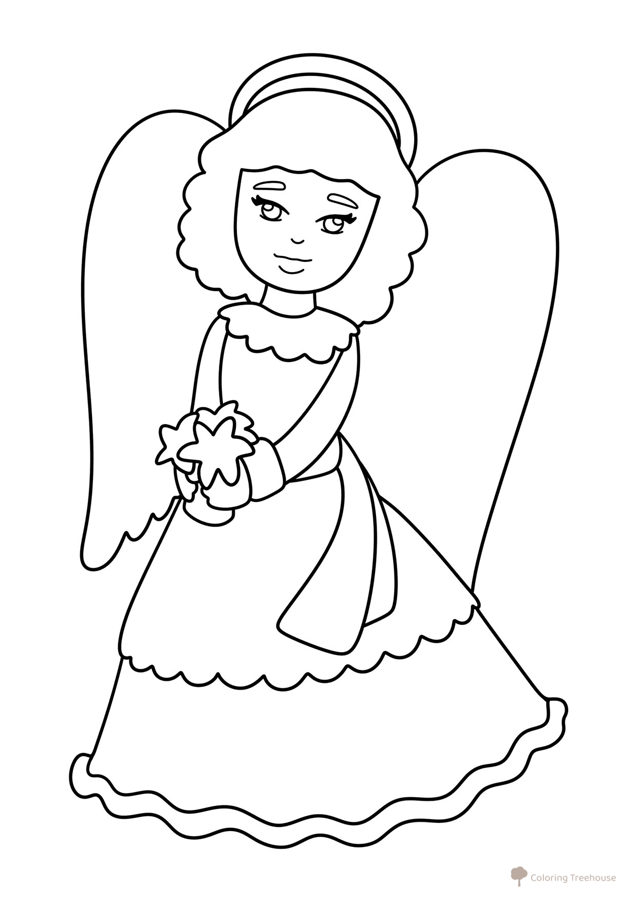 Young Angel Girl Coloring Page free printable Angel Coloring Pages coloring page