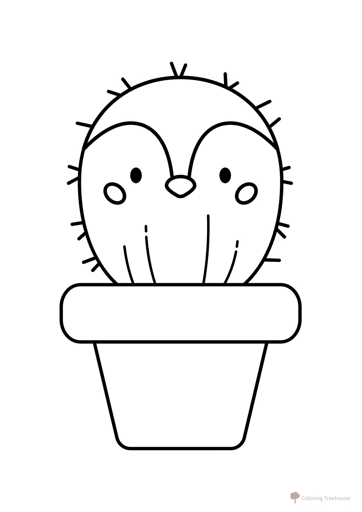 Cute Cactus Penguin Coloring Page free printable Cute Coloring Pages coloring page