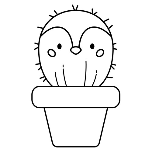 Cute Cactus Penguin Coloring Page free printable Cute Coloring Pages coloring page