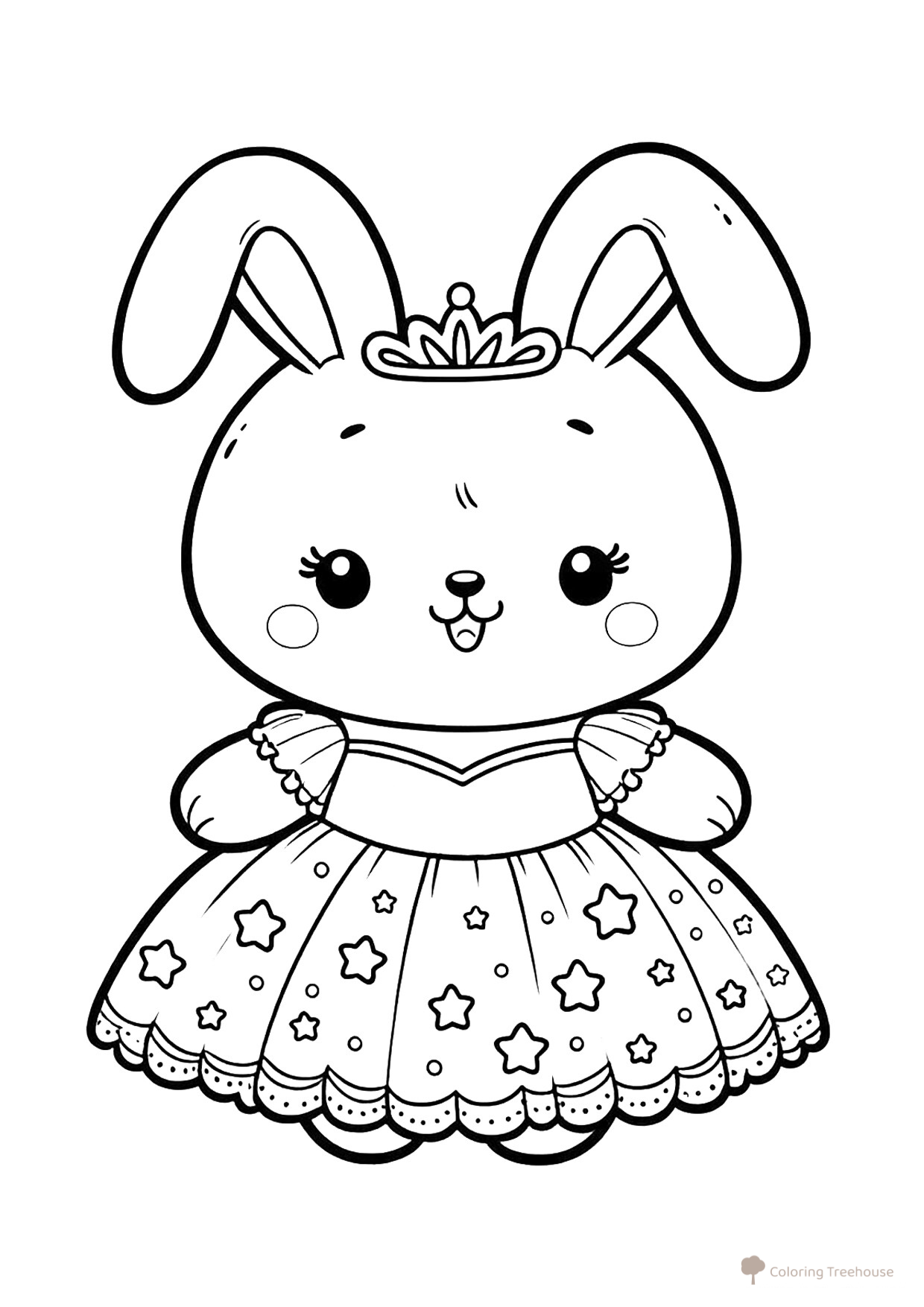 Cute Bunny in a Dress Coloring Page free printable Cute Coloring Pages coloring page