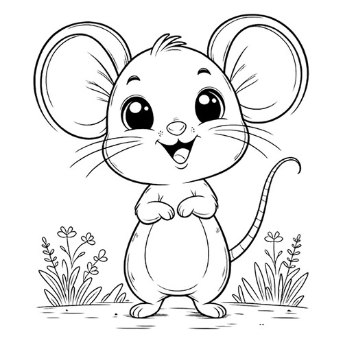 Página para colorear «Lindito ratoncito» dibujo para colorear gratis de Cute Coloring Pages