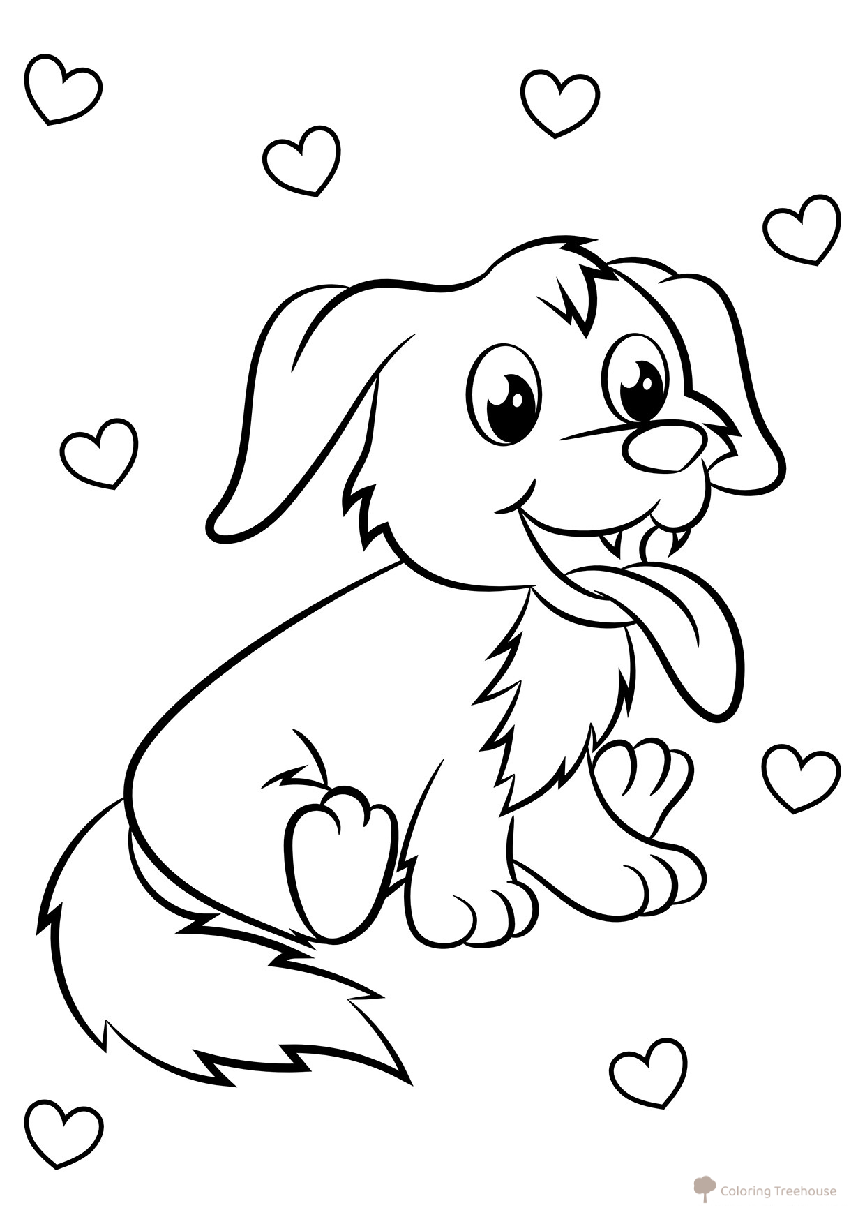 Página para colorear: Cute cachorro dibujo para colorear gratis de Cute Coloring Pages