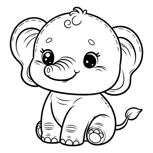 Cute Elephant Coloring Page free printable Cute Coloring Pages coloring page