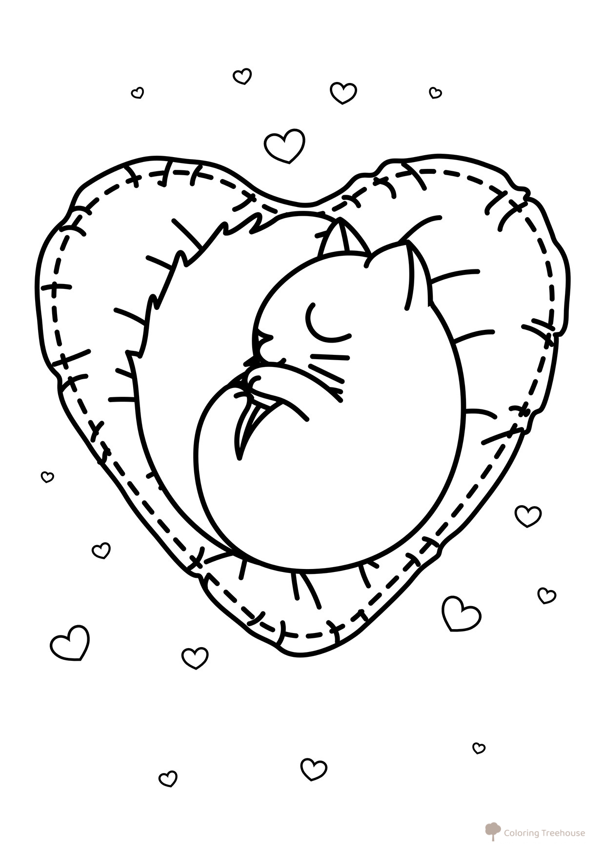 Cute Sleeping Kitten Coloring Page free printable Cute Coloring Pages coloring page