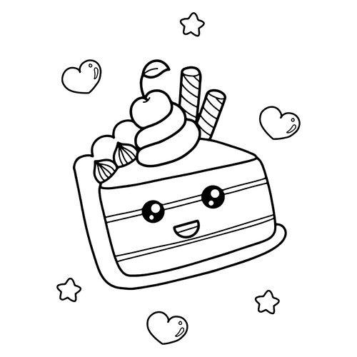 Cute Cake Coloring Page free printable Cute Coloring Pages coloring page