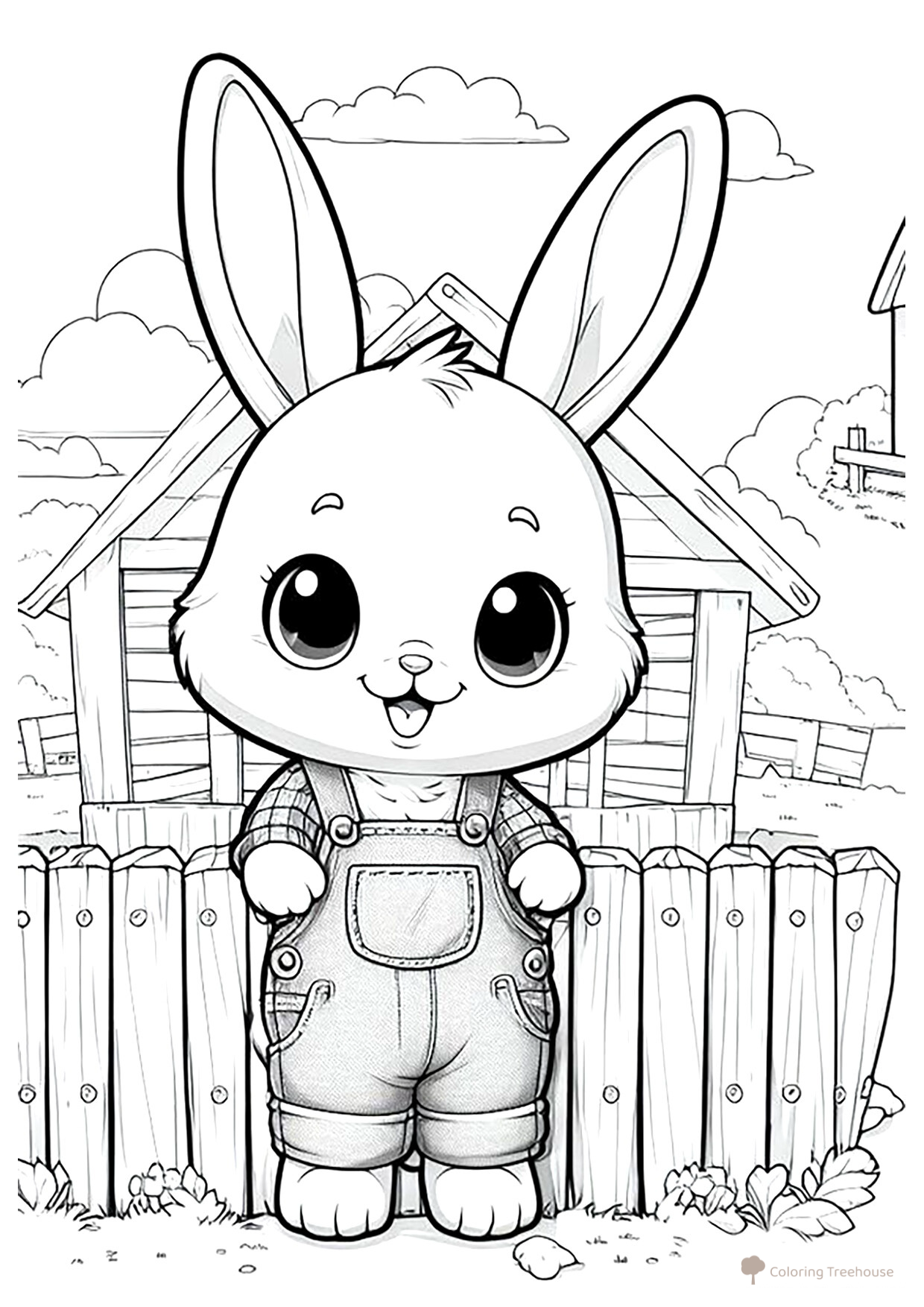 Página para colorear «Lindo conejito» dibujo para colorear gratis de Cute Coloring Pages