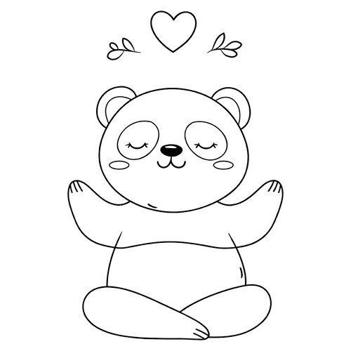 Meditating Panda Coloring Page free printable Cute Coloring Pages coloring page