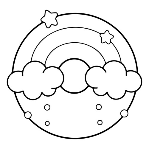 Rainbow Donut Coloring Page free printable Cute Coloring Pages coloring page