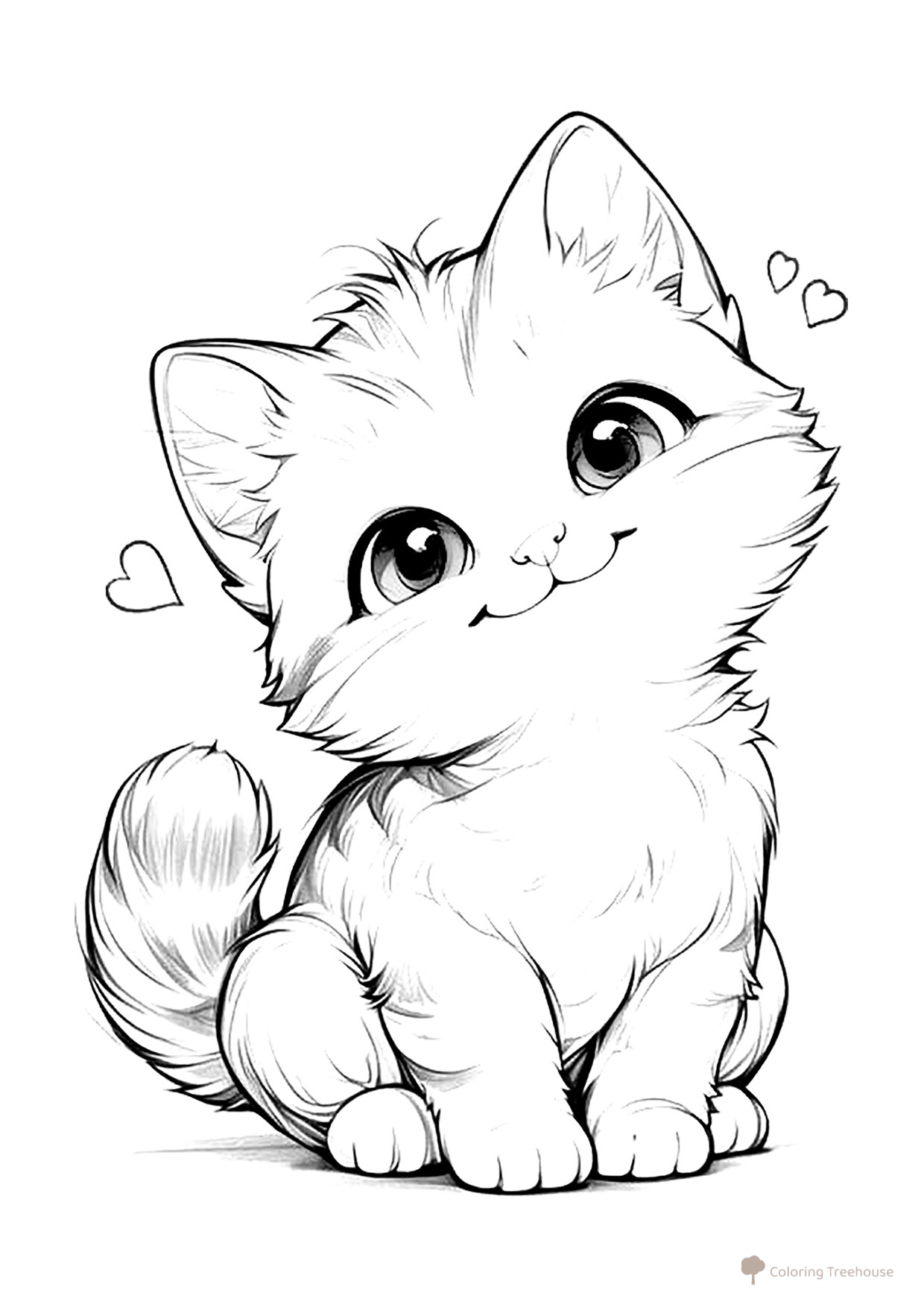 The Cutest Cat Coloring Page free printable Cute Coloring Pages coloring page