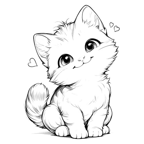 The Cutest Cat Coloring Page free printable Cute Coloring Pages coloring page