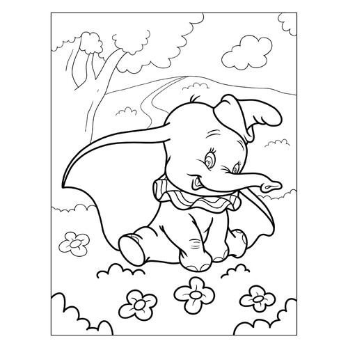 Dumbo the Baby Elephant Coloring Page free printable Cute Coloring Pages coloring page