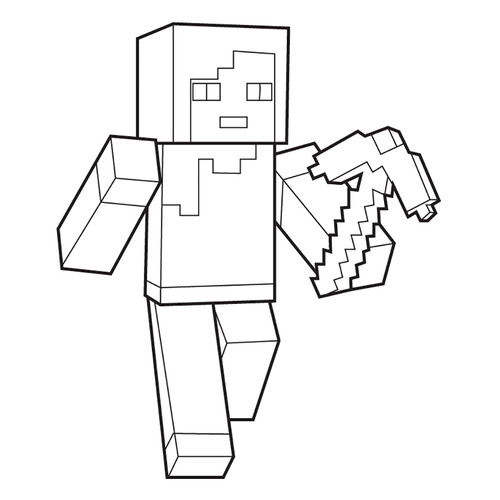 Alex with a Pickaxe Coloring Page free printable Minecraft Coloring Pages coloring page