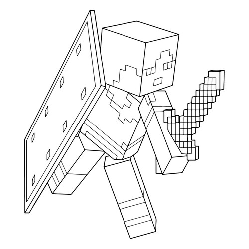 Alex with Shield Coloring Page free printable Minecraft Coloring Pages coloring page