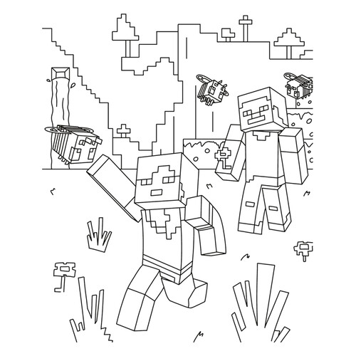 Alex, Steve and Bees Coloring Page free printable Minecraft Coloring Pages coloring page
