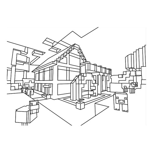 Página para colorear: Casa de Minecraft dibujo para colorear gratis de Páginas para colorear de Minecraft