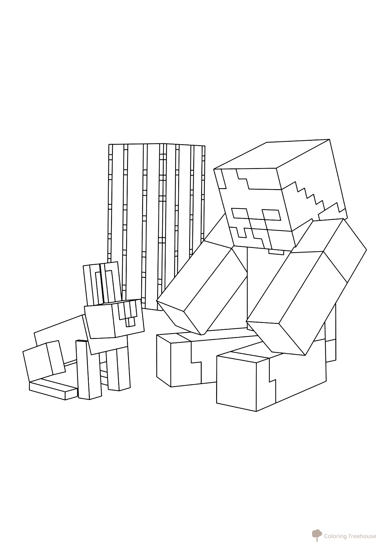 Coloring Page: Minecraft Husk and Rabbit free printable Minecraft Coloring Pages coloring page