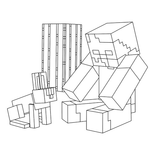 Coloring Page: Minecraft Husk and Rabbit free printable Minecraft Coloring Pages coloring page