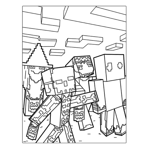 Minecraft-Style Halloween Coloring Page free printable Minecraft Coloring Pages coloring page