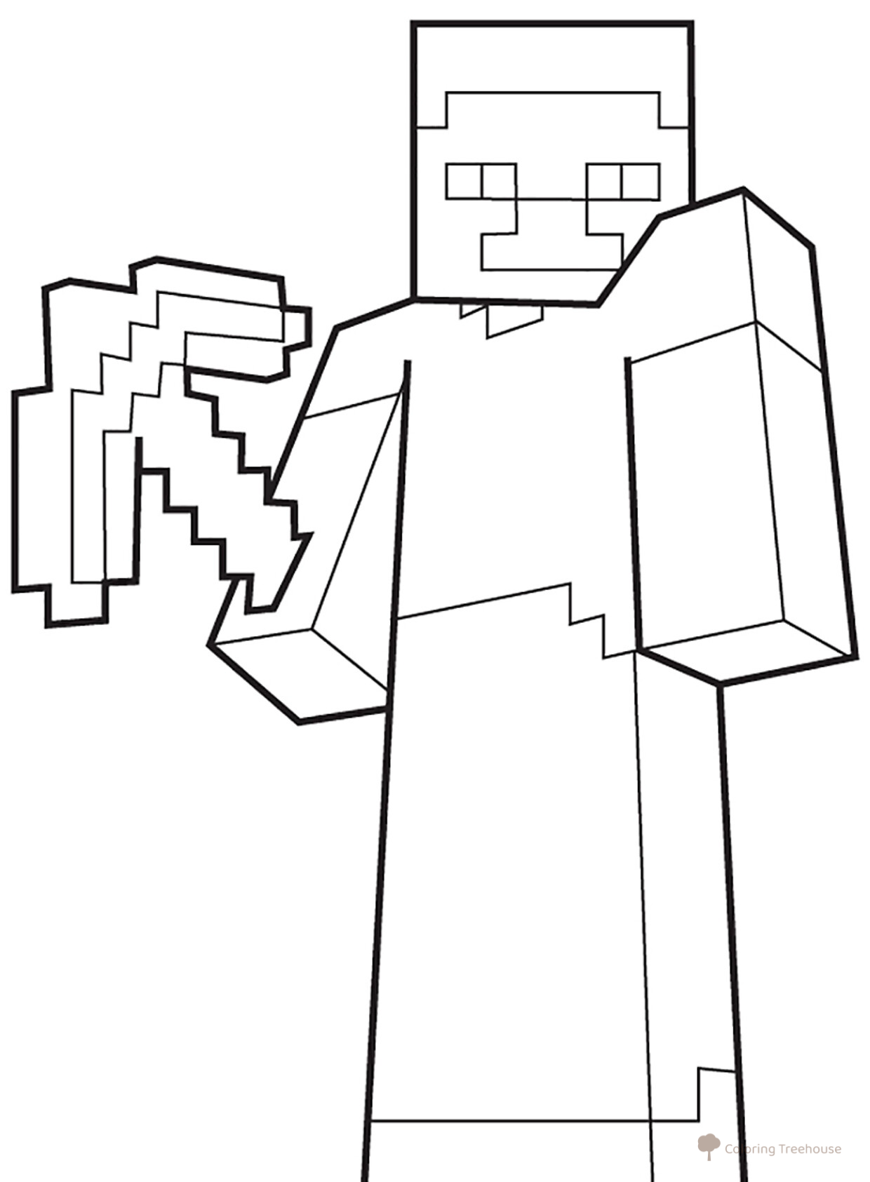 Libro para colorear: Jugador con pico dibujo para colorear gratis de Páginas para colorear de Minecraft