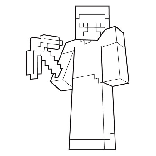 Libro para colorear: Jugador con pico dibujo para colorear gratis de Páginas para colorear de Minecraft