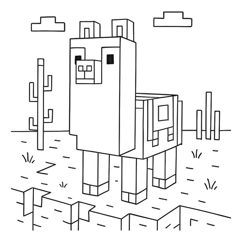 涂色页:我的世界羊驼(Llama Minecraft) 免费可打印我的世界(Minecraft)填色页涂色页