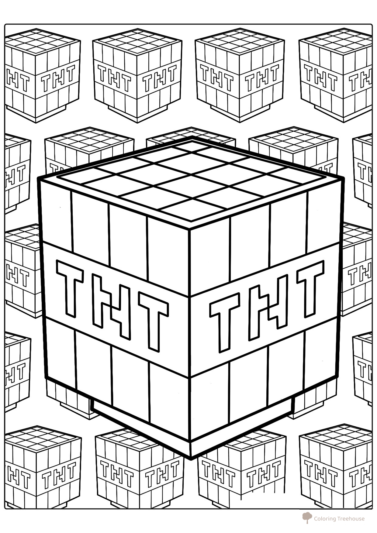 Minecraft TNT (Dynamite) Coloring Page free printable Minecraft Coloring Pages coloring page