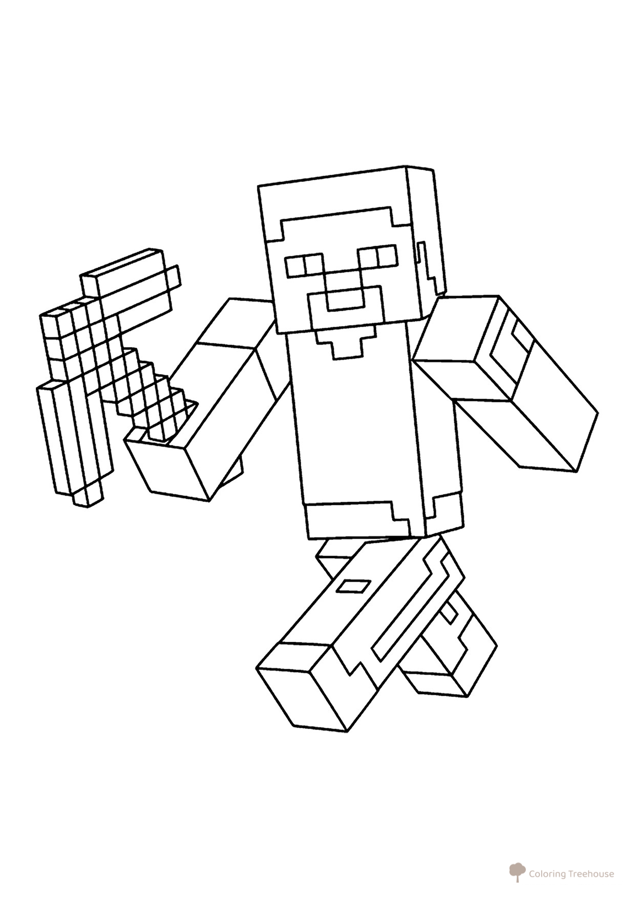 Página para colorear «Minecraft: Steve con pico» dibujo para colorear gratis de Páginas para colorear de Minecraft