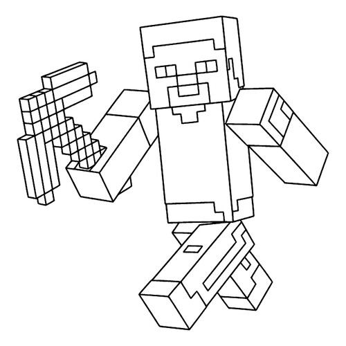 Página para colorear «Minecraft: Steve con pico» dibujo para colorear gratis de Páginas para colorear de Minecraft