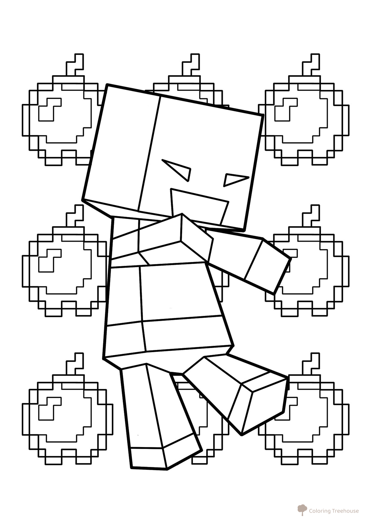 Cute Minecraft Zombie Coloring Page free printable Minecraft Coloring Pages coloring page