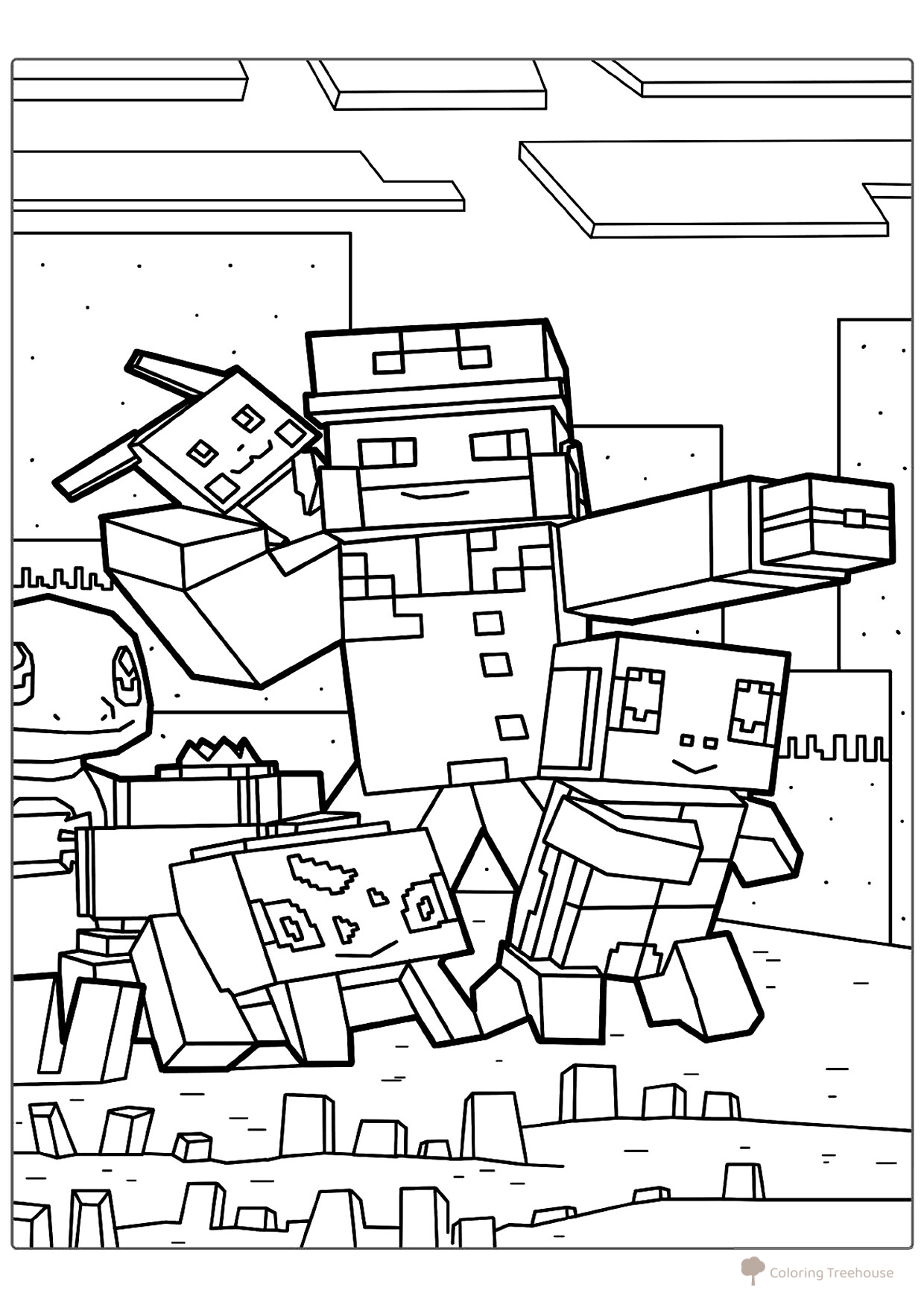 Pokemon Coloring Page in Minecraft Style free printable Minecraft Coloring Pages coloring page