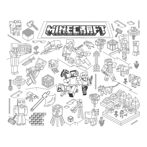 Página para colorear «Póster del mundo Minecraft» dibujo para colorear gratis de Páginas para colorear de Minecraft
