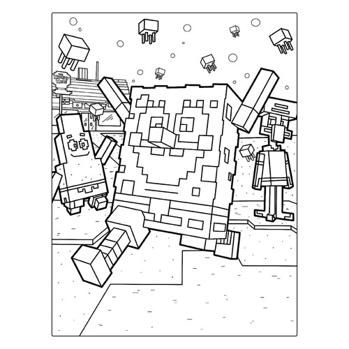 SpongeBob in Minecraft-Style Coloring Page free printable Minecraft Coloring Pages coloring page