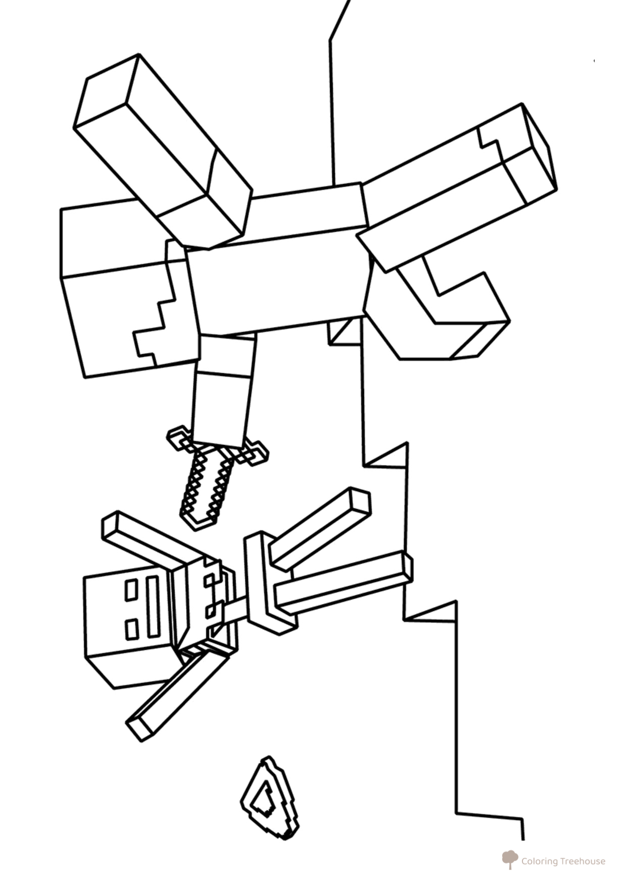 Página para colorear: Steve y esqueleto dibujo para colorear gratis de Páginas para colorear de Minecraft