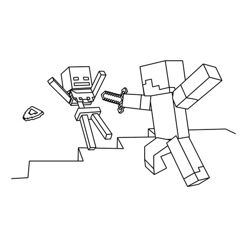 Página para colorear: Steve y esqueleto dibujo para colorear gratis de Páginas para colorear de Minecraft