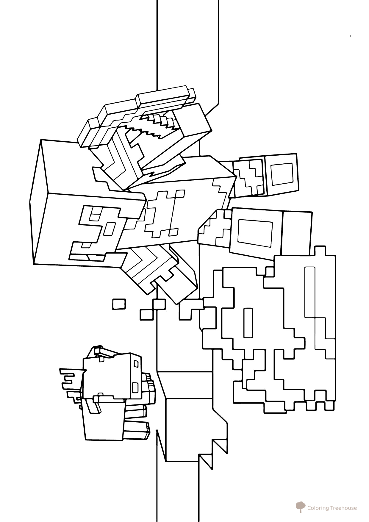 Página para colorear: Steve encendió una hoguera dibujo para colorear gratis de Páginas para colorear de Minecraft