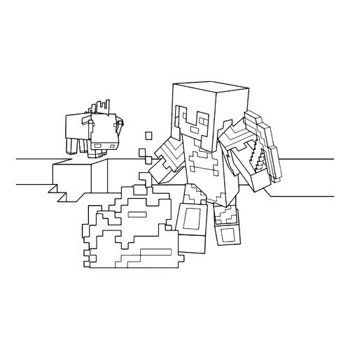 Página para colorear: Steve encendió una hoguera dibujo para colorear gratis de Páginas para colorear de Minecraft