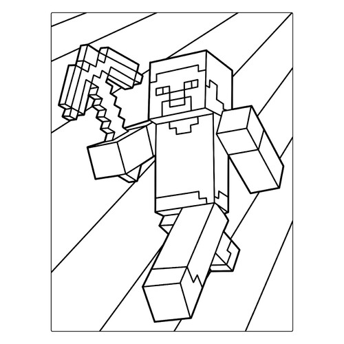 Steve with Pickaxe Coloring Page free printable Minecraft Coloring Pages coloring page