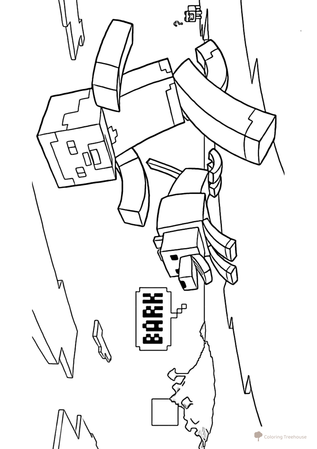 Steve with Dog Coloring Page free printable Minecraft Coloring Pages coloring page