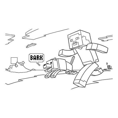 Steve with Dog Coloring Page free printable Minecraft Coloring Pages coloring page