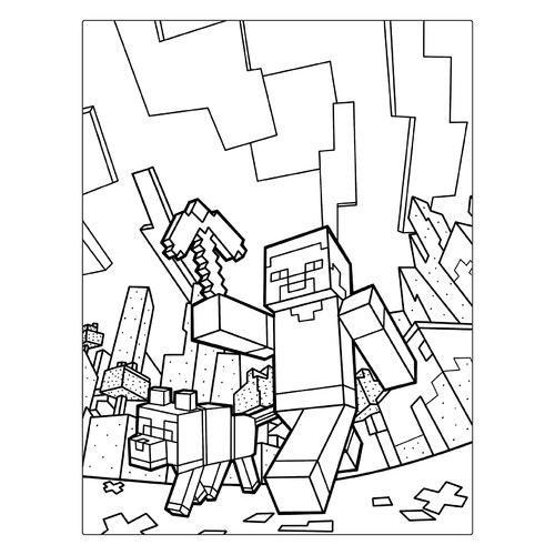 Página para colorear: Steve en el mundo de Minecraft dibujo para colorear gratis de Páginas para colorear de Minecraft