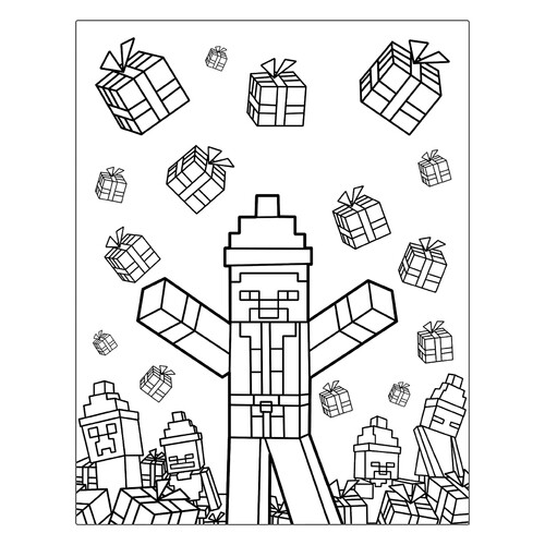 Página para colorear: Steve con gorro de Santa dibujo para colorear gratis de Páginas para colorear de Minecraft