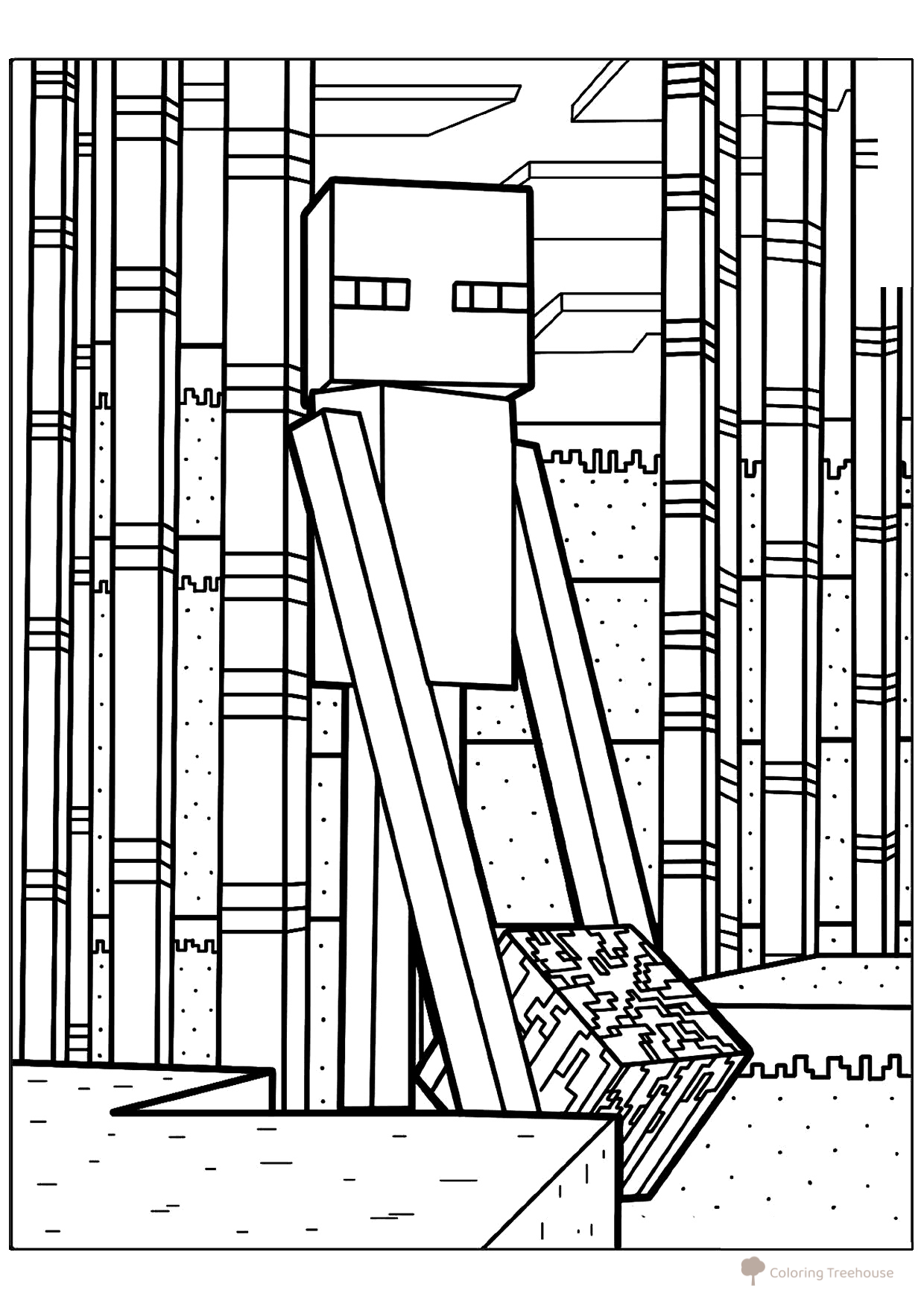Página para colorear: Viajero del borde arrastra un bloque dibujo para colorear gratis de Páginas para colorear de Minecraft