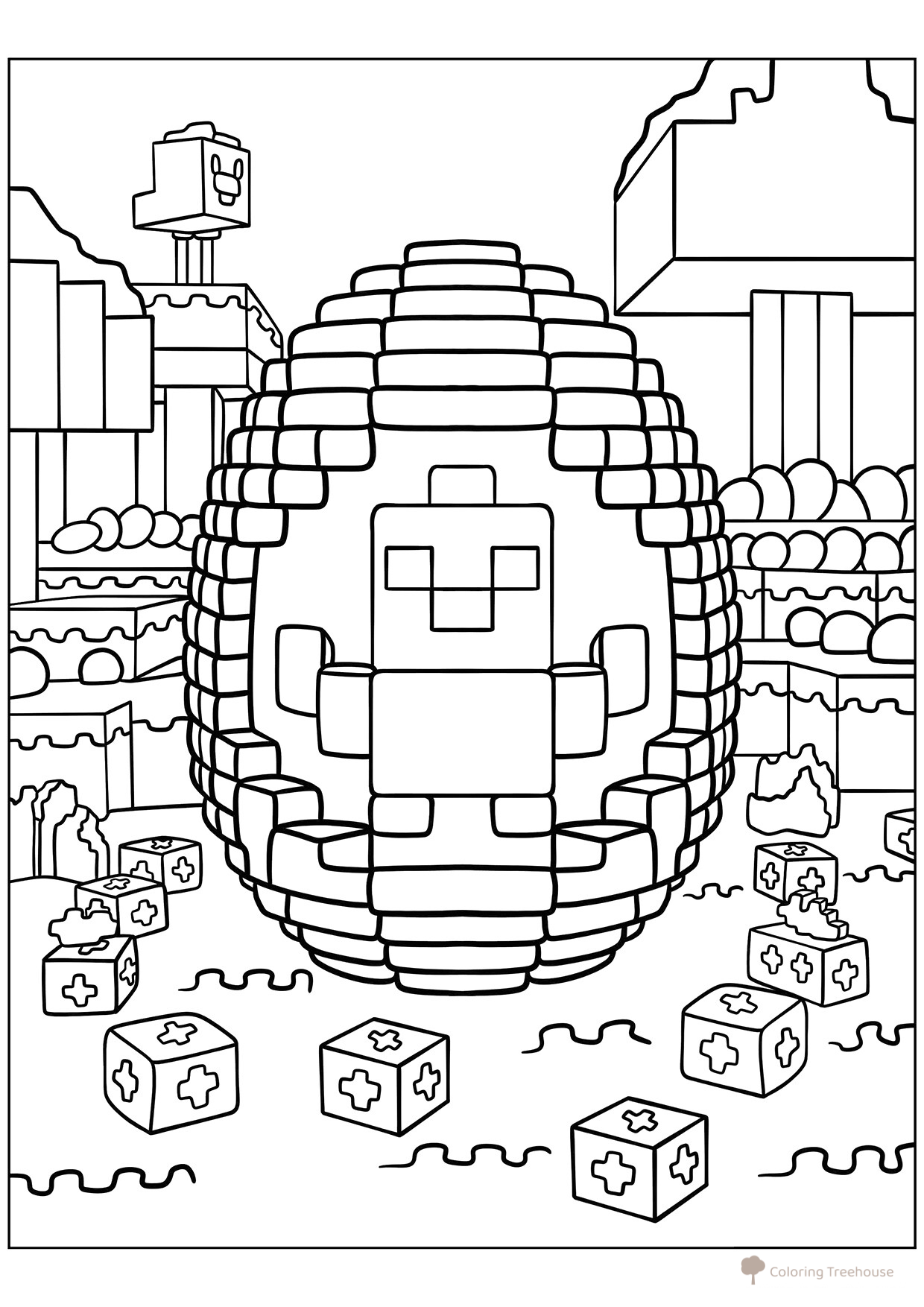 Página para colorear «Huevo al estilo Minecraft» dibujo para colorear gratis de Páginas para colorear de Minecraft