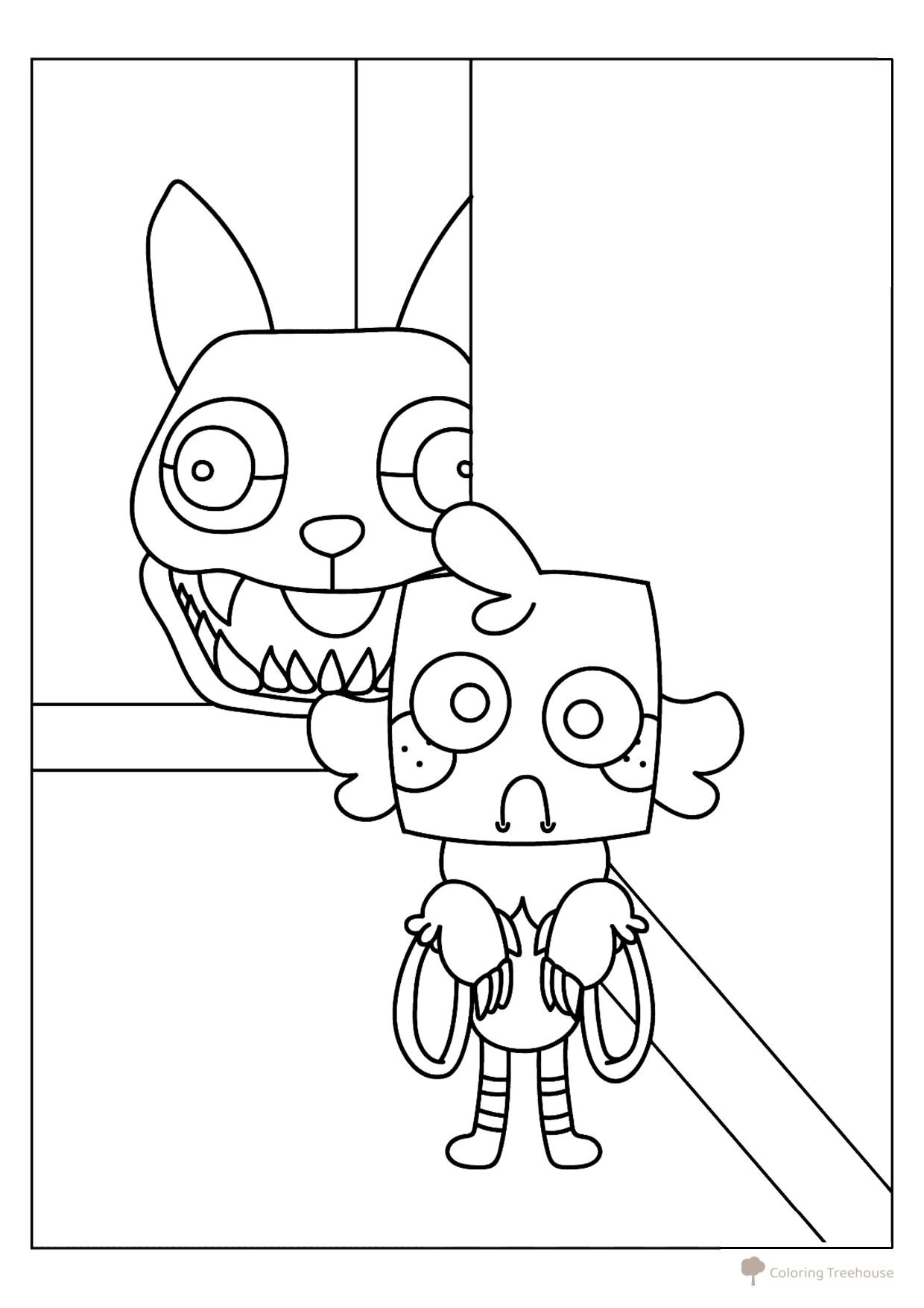 Página para colorear «Gub y el perro malo» dibujo para colorear gratis de Páginas para colorear — Mundo Dendy