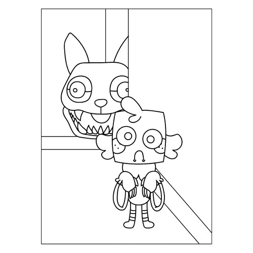 Página para colorear «Gub y el perro malo» dibujo para colorear gratis de Páginas para colorear — Mundo Dendy